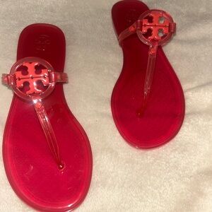 Nordstrom Red Jelly Logo Thong Sandals
